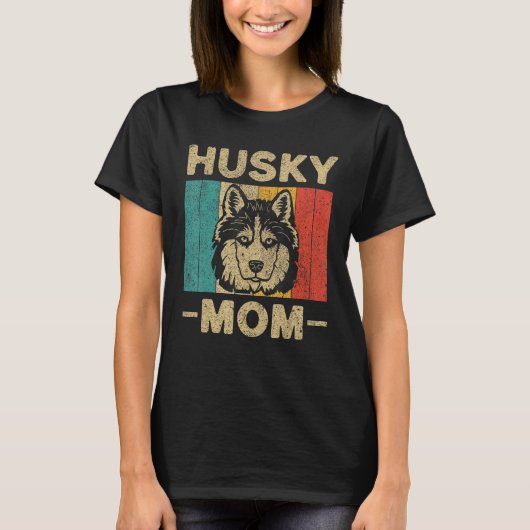 Vintage Retro Husky Mom Dog Owner T-Shirt (Vorderseite)