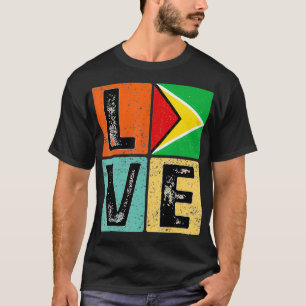Vintage Retro I Love Guyana-Flagge für guyanischen T-Shirt