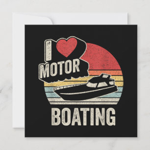 Vintage Retro Ich liebe Motorbootfahren Lustiger B Einladung