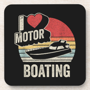 Vintage Retro Ich liebe Motorbootfahren Lustiger B Getränkeuntersetzer