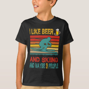 Vintage Retro Ich mag Bier und Skifahren und viell T-Shirt