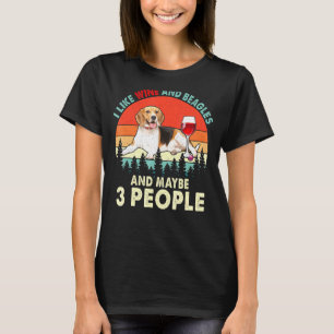 Vintage Retro Ich mag Wein und Beagles Vielleicht T-Shirt