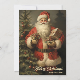 Vintage Retro-Illustration Weihnachtsmann Gesche Feiertagskarte