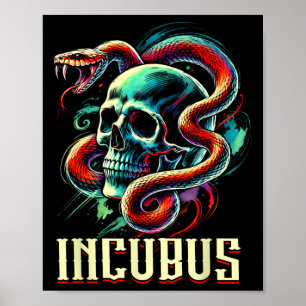 Vintage Retro Incubus Schädel und Schlange Hallowe Poster