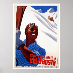 Vintage Retro Italien Wintersport Ski Reisen Poster