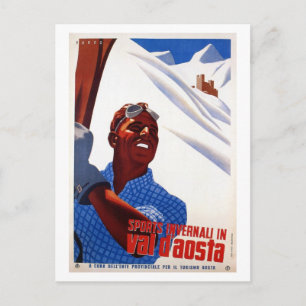 Vintage Retro-Italienischer Wintersport-Ski-Reisev Postkarte