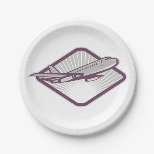 Vintage Retro-Jet-Flugzeug Luftfahrt Pappteller (Vorderseite)