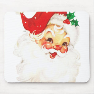 Vintage Retro Jolly Old Santa Claus Christmas Mousepad