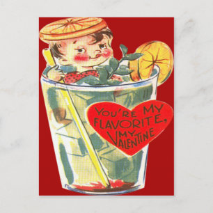 Vintage Retro Junge auf Cocktail Valentinskarte Feiertagspostkarte