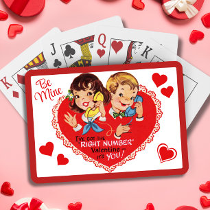 Vintage Retro Junge Mädchen Valentinstag Spielkarten