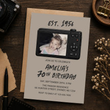 Vintage Retro-Kamera 70. Geburtstagsfoto