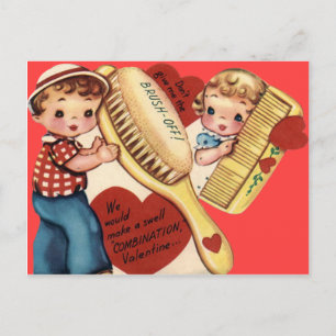 Vintage Retro Kamm & Bürste Valentinskarte Feiertagspostkarte