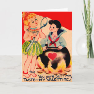 Vintage Retro Kannibale Valentinskarte Feiertagskarte