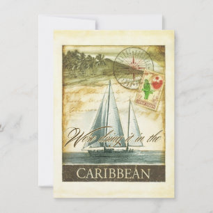 Vintage Retro Karibische Cayman-Inseln Hochzeit Einladung