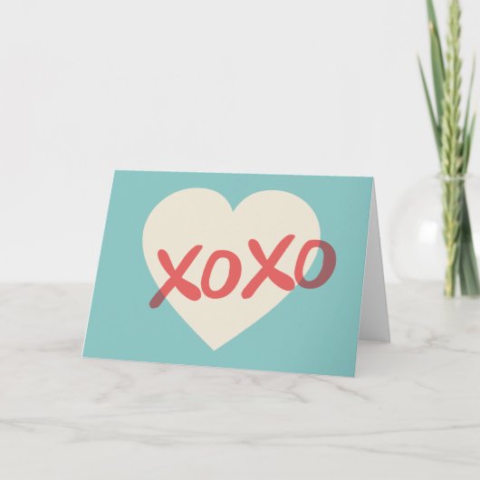 Vintage Retro Karte HerzXOXO Valentines Tages (Vorderseite)