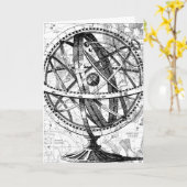 Vintage Retro-Karte mit Gravur-Erdkugel Karte (Gelbe Blume)