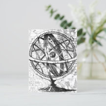 Vintage Retro-Karte mit Gravur-Erdkugel