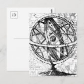 Vintage Retro-Karte mit Gravur-Erdkugel Postkarte (Vorne/Hinten)