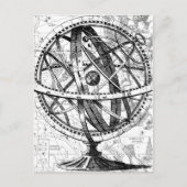 Vintage Retro-Karte mit Gravur-Erdkugel Postkarte (Vorderseite)