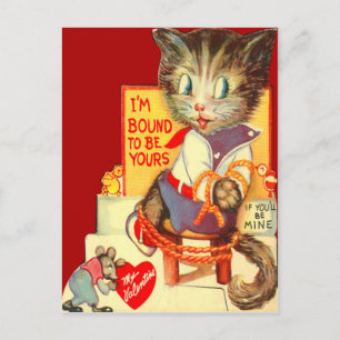 Vintage Retro Katze entführt Valentinskarte Feiertagspostkarte