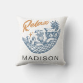 Vintage Retro Katze Entspannen Hängematte Cocktail Kissen (Rückseite)