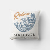 Vintage Retro Katze Entspannen Hängematte Cocktail Kissen (Vorderseite)