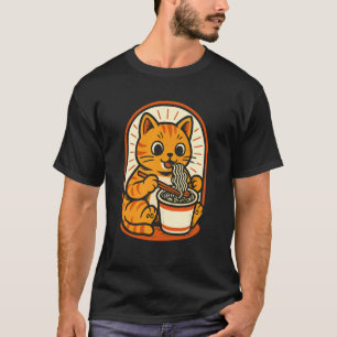 Vintage Retro-Katze isst japanische Ramen-Nudeln G T-Shirt