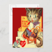 Vintage Retro-Katzenkarte entblößte Valentinkarte Feiertagspostkarte (Vorne/Hinten)