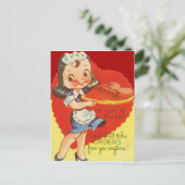 Vintage Retro Kellnerinvalentine-Karte Feiertagspostkarte (Stehend Vorderseite)