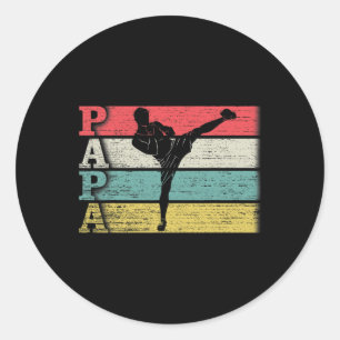 Vintage Retro Kickboxen Papa Kickbox Silhouette F Runder Aufkleber