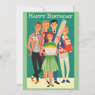 Vintage Retro-Kids zum Geburtstag Feiertagskarte