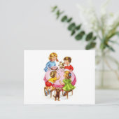 Vintage Retro-Kindergeburtsparty Hund Kitten Einladungspostkarte (Stehend Vorderseite)