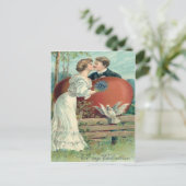 Vintage Retro-KissenValentinkarte Feiertagspostkarte (Stehend Vorderseite)