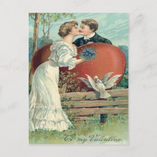 Vintage Retro-KissenValentinkarte Feiertagspostkarte (Vorderseite)