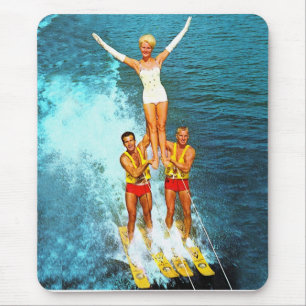 Vintage Retro Kitsch Frauen Dells Wasserskiläufer Mousepad