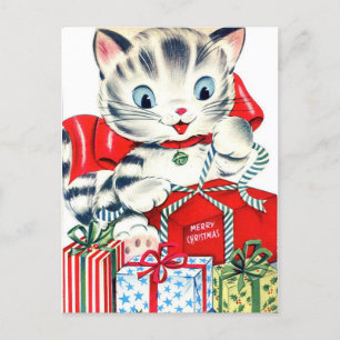 Vintage Retro Kitty Ferienkarte Postkarte