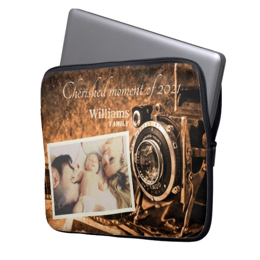 Vintage Retro-Klassikkerkamera, rustikale Sonderfa Laptopschutzhülle (Vorderseite Links)