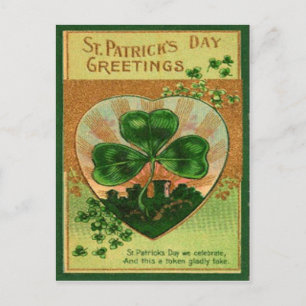 Vintage Retro Kleeblatt St. Patrick Grußkarte Postkarte