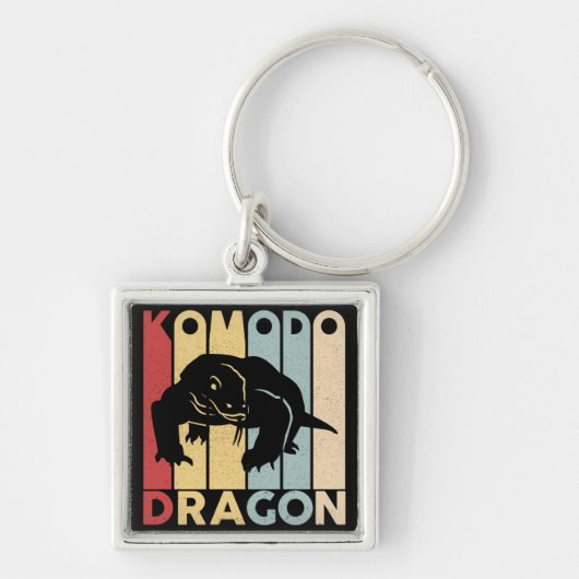 Vintage Retro Komodo Dragon Silhouette Schlüsselanhänger (Vorne)