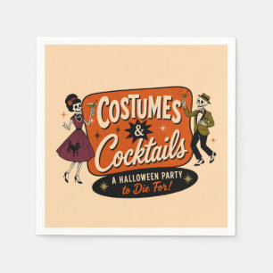 Vintage Retro Kostüme & Cocktails Halloween-Party Serviette