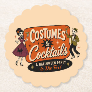 Vintage Retro-Kostüme & Cocktails Halloween-Party Untersetzer