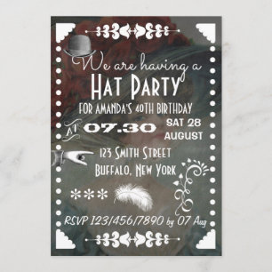 Vintage Retro Kreidetafel-Hutparty Einladung