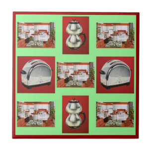 Vintage Retro Küchengeräte grünen rote GR-Flies Fliese