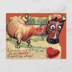 Vintage Retro Kuh Valentinskarte Feiertagspostkarte