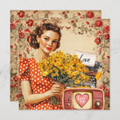 Vintage Retro Ladine Valentine Ferienkarte Feiertagskarte (Vorne/Hinten)