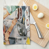 Vintage Retro Ladys machen einen Kuchen Geschirrtuch (Viertel Falte)