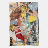 Vintage Retro Ladys machen einen Kuchen Geschirrtuch (Vertikal)