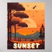 Vintage Retro Landschaft Reisen Sonnenuntergang Ku Poster (Vorne)
