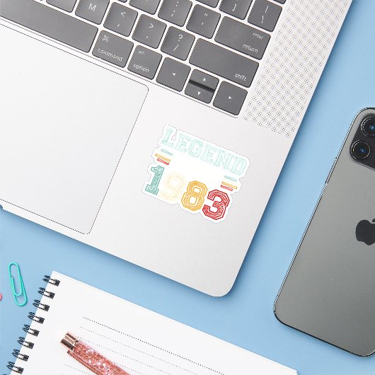 Vintage Retro Legend Since 1983 Aufkleber (Laptop mit iPhone)