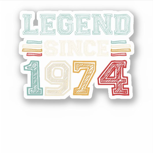 Vintage Retro-Legende seit 1974 Aufkleber (Vorderseite)
